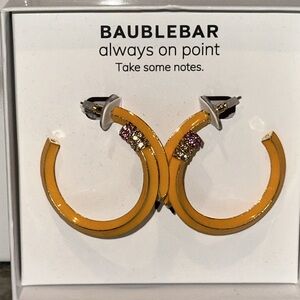 BaubleBar PENCIL HOOP EARRINGS Rhinestone Teacher Back to School ALWAYS ON POINT